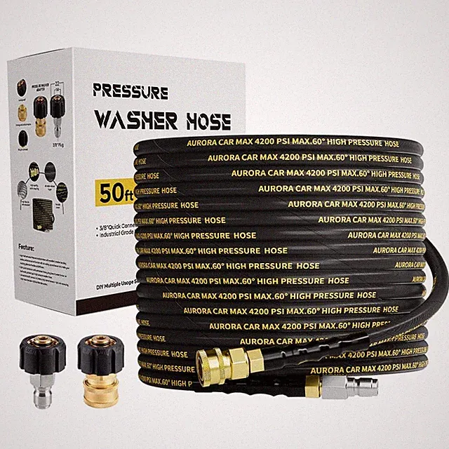 Pressure Washer Hose 50FT, 3/8 Inch QC, Steel Wire Braided