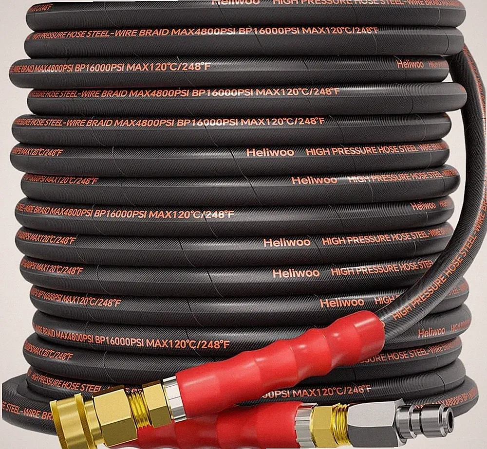 Pressure Washer Hose 50FT, 4800PSI Wire Braid Power Washer Extension Hose 3/8 In