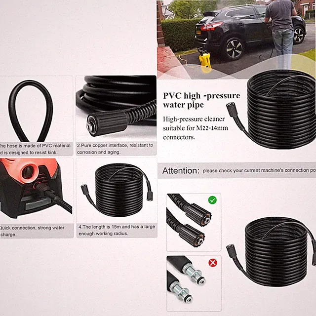 Pressure Washer Hose 50FT, 5800 PSI, M22 Fittings Power Washer Hose