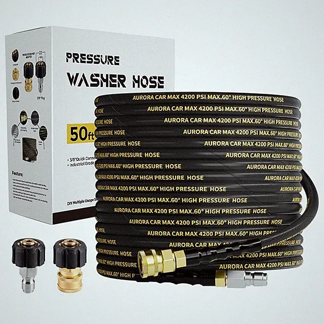 Pressure Washer Hose 50FT with 3/8 Inch Quick Connect, Kink Resistant High Te...