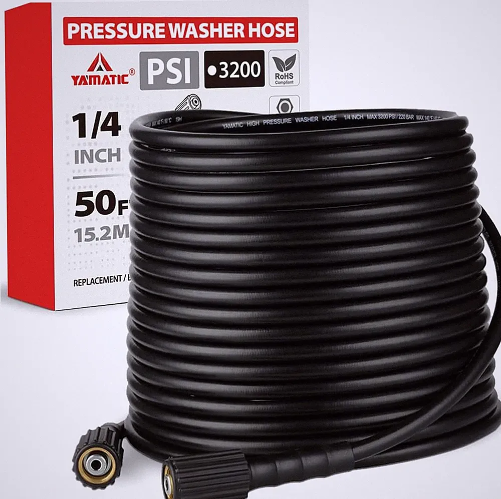 Pressure Washer Hose 50FT X 1/4" 3200 PSI Kink Resistant Power Washer Replacemen