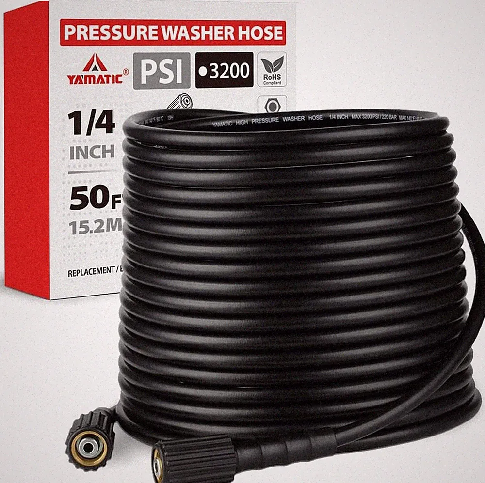 Pressure Washer Hose 50FT X 1/4" 3200 PSI Kink Resistant Power Washer Replacemen