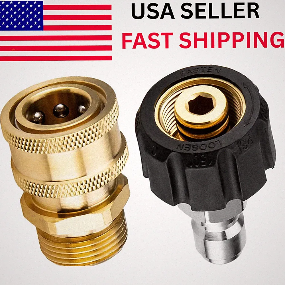 Pressure Washer Hose Adapter Set M22 to 3/8 Quick Connect For Power Washer Hose