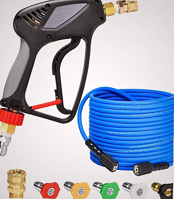Pressure Washer Hose and Gun Kit 50Ft Kink Resistant 3/8" & M22-14Mm
