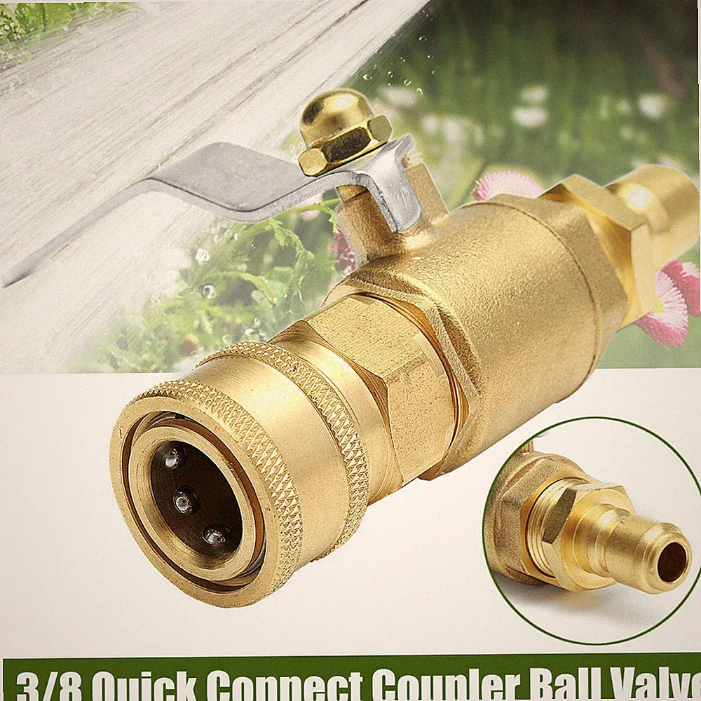 Pressure Washer Hose Barb Shut Off Ball Valve 3/8" Male Quick Release Coupler