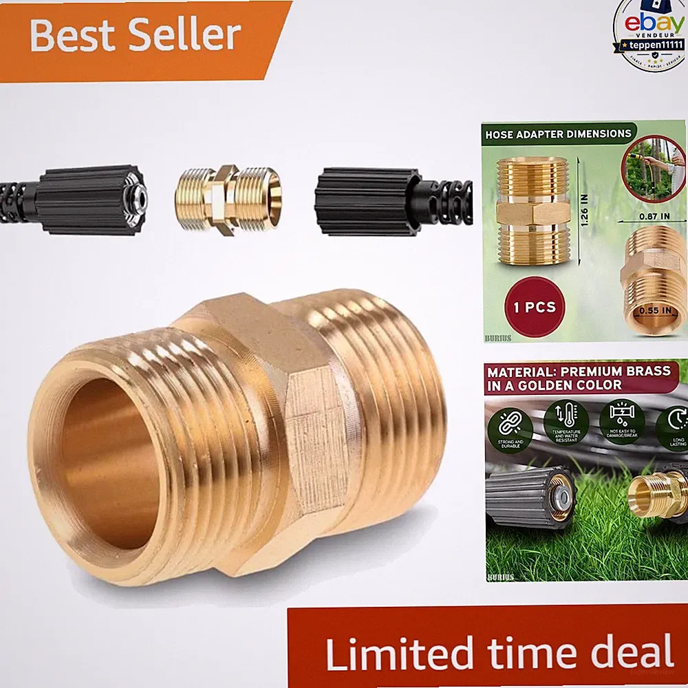 Pressure Washer Hose Coupler 14mm Brass Heavy-Duty 4500 PSI Quick-Connect