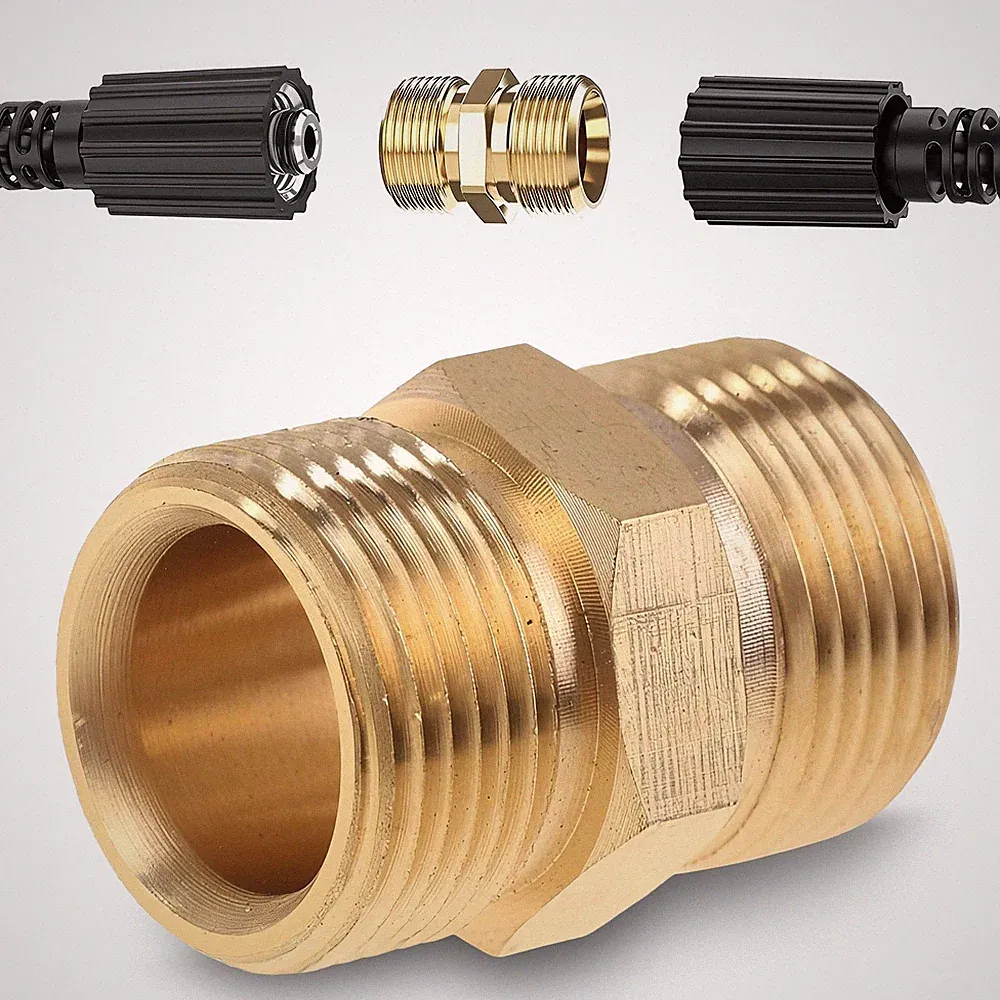 Pressure Washer Hose Coupler M22 14mm, Heavy-Duty Brass, 4500 PSI
