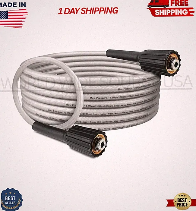 Pressure Washer Hose for Ryobi Power Replacement 20 Feet, White