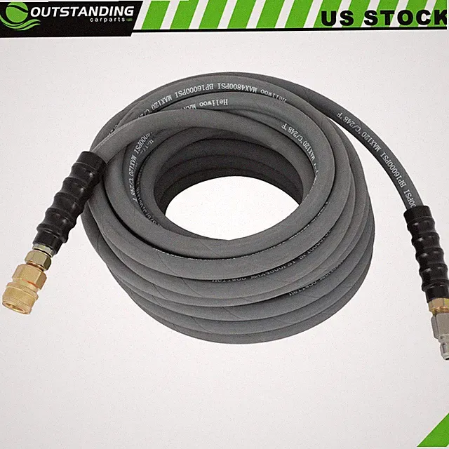 Pressure Washer Hose Gray With Couplers 100ft 4000psi 3/8"