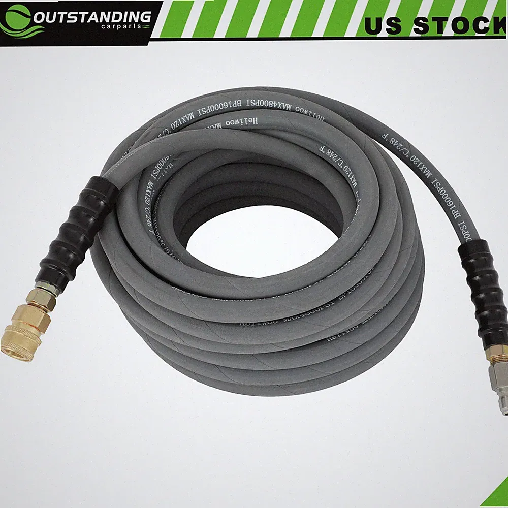 Pressure Washer Hose Gray With Couplers 100ft 4000psi 3/8"