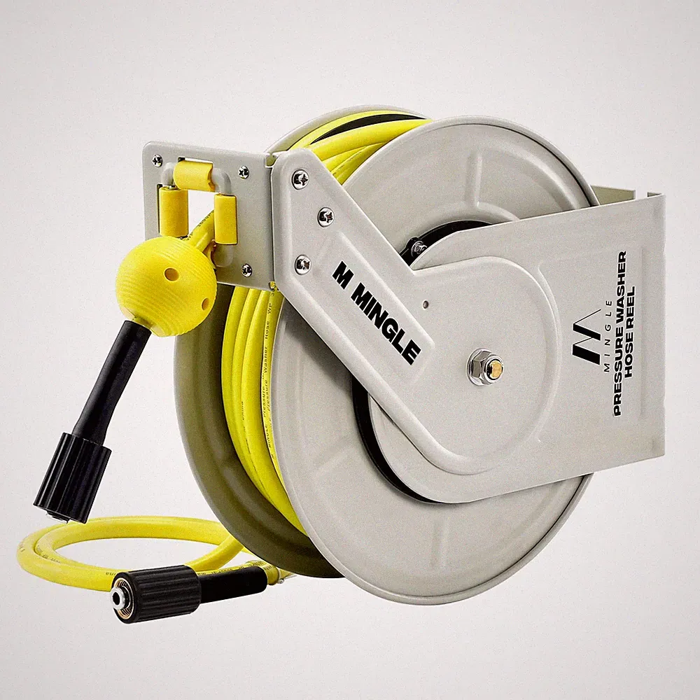 Pressure Washer Hose Reel 1/4 60ft Heavy Duty 3600 PSI Auto Rewind MINGLE Power