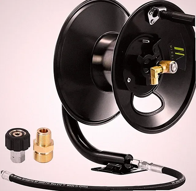 Pressure Washer Hose Reel 100ft, Heavy Duty Steel Hose Reel, 100FT 4000 PSI 3/8"