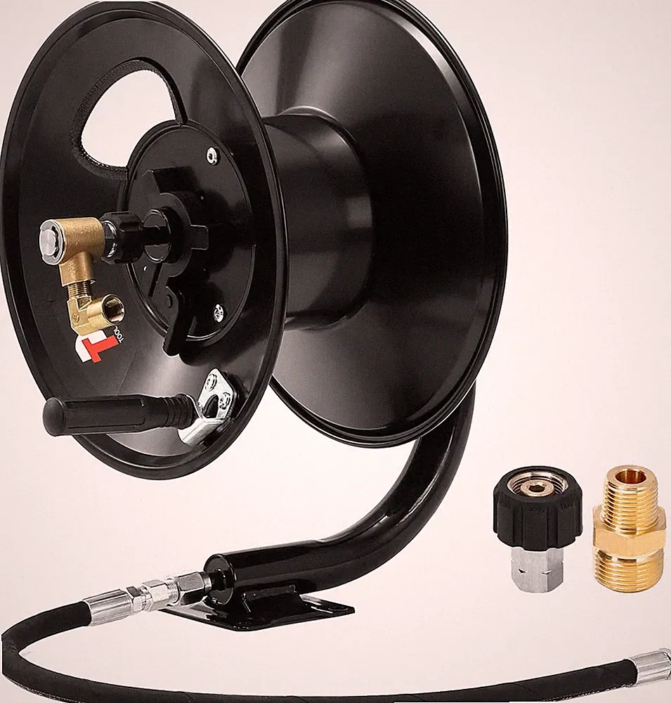 Pressure Washer Hose Reel 100ft, Heavy Duty Steel Hose Reel, 100FT 4000 PSI 3/8"