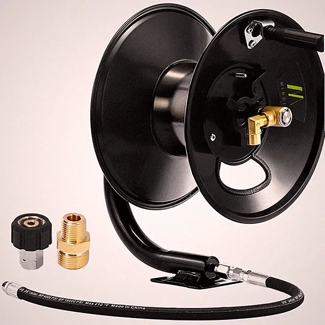 Pressure Washer Hose Reel 100ft, Heavy Duty Steel Hose Reel, Manual Crank Pow...