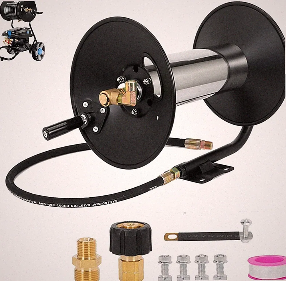 Pressure Washer Hose Reel, 100FT High Pressure Hose Reel with Hand Crank