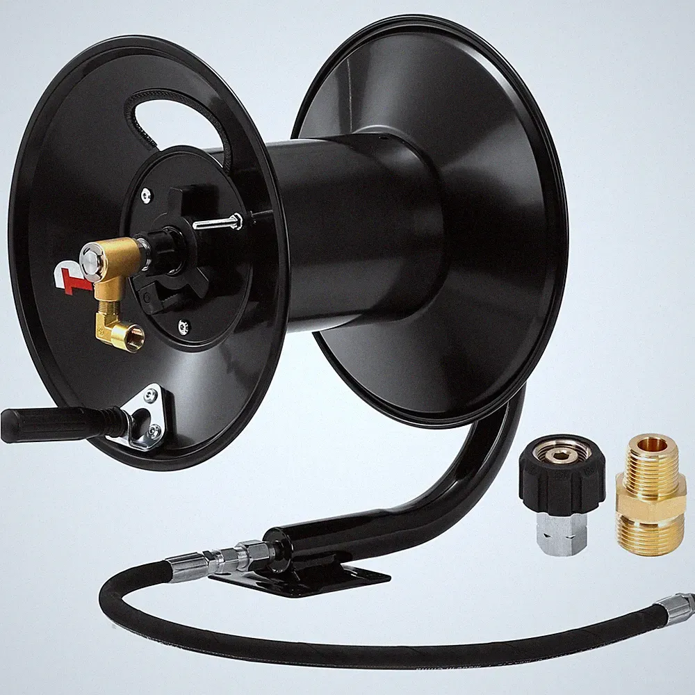 Pressure Washer Hose Reel 150 FT Heavy Duty Steel 4000 PSI Hand Crank Tool Daily
