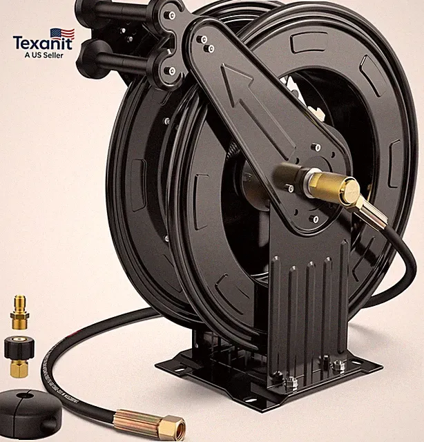 Pressure Washer Hose Reel, 3/8 in X 50 Ft Retractable Pressure Washer Reel, 4000