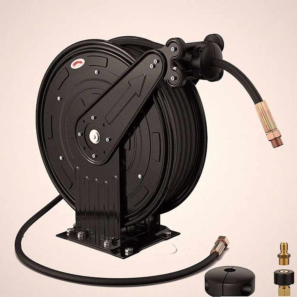 Pressure Washer Hose Reel, 3/8 in x 50 ft Retractable Pressure Washer Reel, Auto