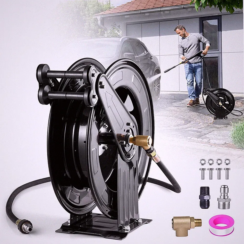 Pressure Washer Hose Reel, 3/8"x50ft Retractable Pressure Washer Reel, Only Reel