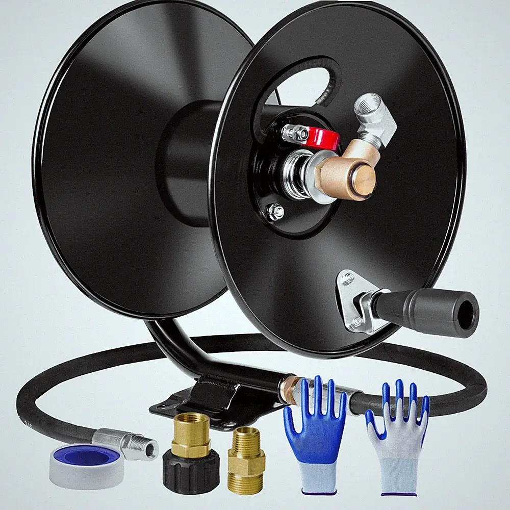 Pressure Washer Hose Reel 50ft 3/8 4000PSI Heavy Duty Metal Manual M22-14 MEKOH