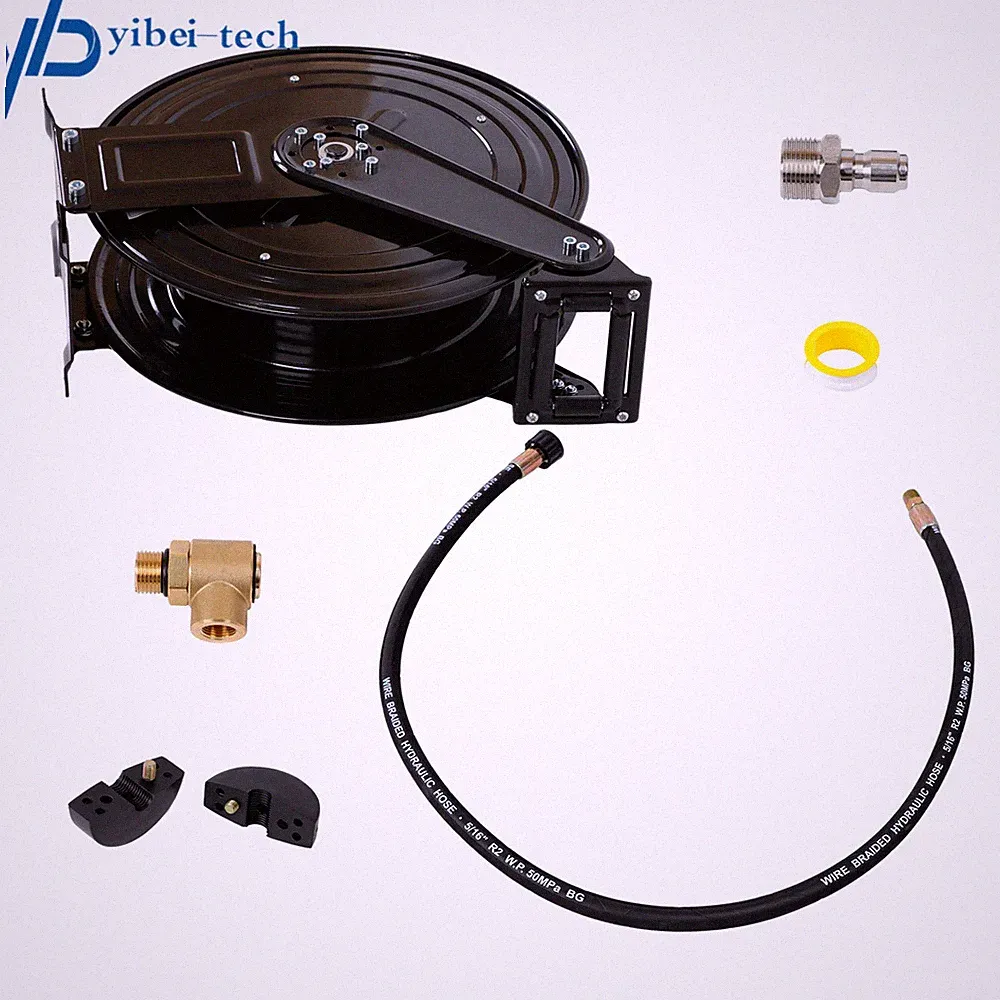 Pressure Washer Hose Reel 50ft with Swivel Arm, 3/8" NPT Outlet Pipe, 4000 PSI