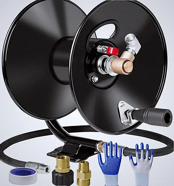 Pressure Washer Hose Reel 50Ftx3/8” / 65Ftx1/4”, 4000PSI Heavy Duty Power Washer