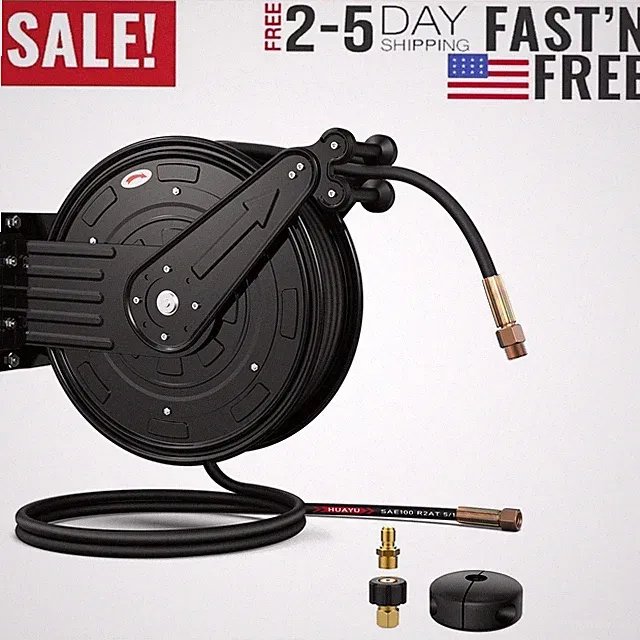 Pressure Washer Hose Reel Dual Arm 3/8in x 50ft Retractable Pressure Washer Reel