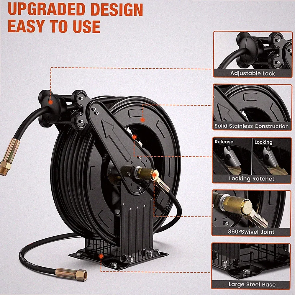 red pressure washer hose reel