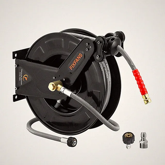 Pressure Washer Hose Reel w/ Hose for Hot & Cold Water, 3/8" x 50 FT, 4000 PSI