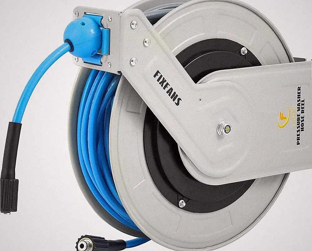 Pressure Washer Hose Reel with Hose 1/4" × 100ft Retractable Power Washer Hose