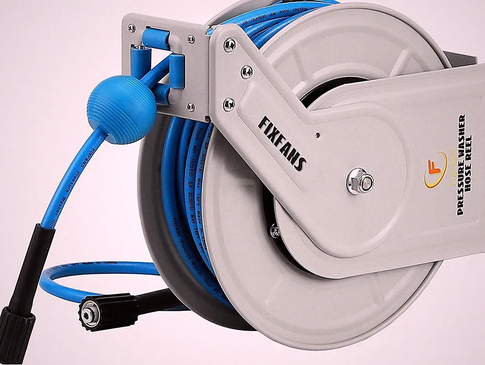 Pressure Washer Hose Reel with Hose, 1/4" × 60Ft, Retractable