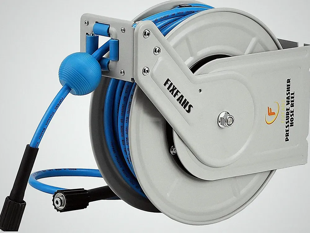 Pressure Washer Hose Reel with Hose, 1/4" × 60Ft Retractable Power Washer Hose R