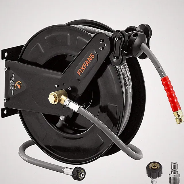Pressure Washer Hose Reel with Hose for Hot and Cold Water, 3/8 X 50 Steel