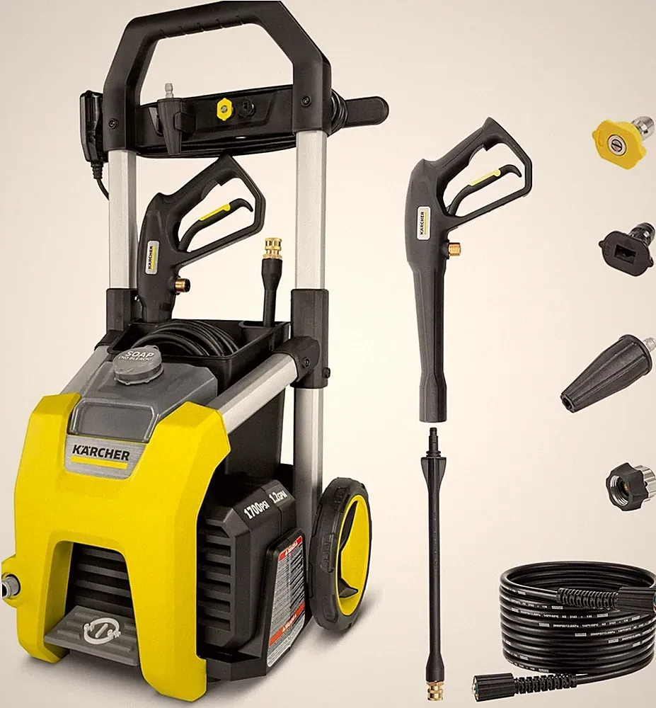 Pressure Washer K1700, Max 2125 PSI, 3 Spray Nozzles, Detergent Tank, For Cars