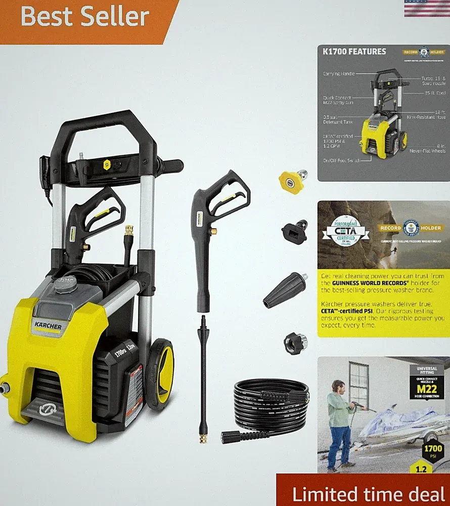 Pressure Washer K1700 Yellow 3 Spray Nozzles