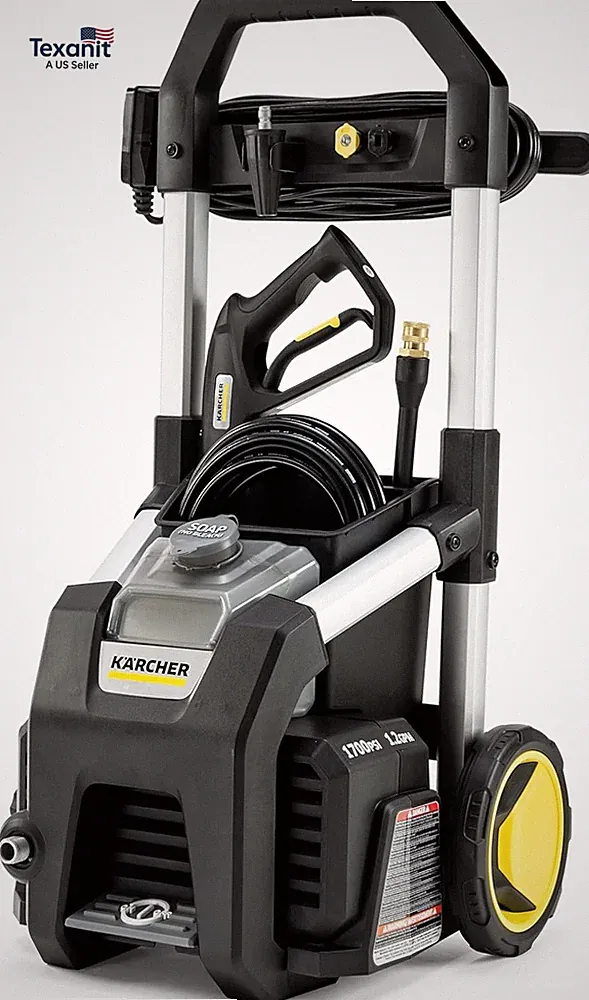 Pressure Washer K1700B, CETA Certified, 3 Spray Nozzles, Detergent Tank, for Car