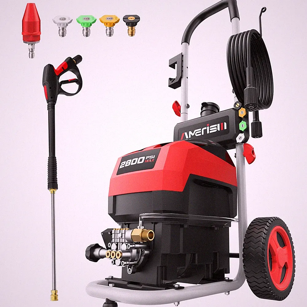 Pressure Washer, Max 2800 PSI, 2.0 GPM, 5 Spray Tips + Foam Tank, Upright Pow...