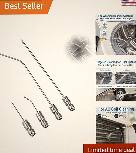 Pressure Washer Needle Nozzle Kit,4 Pack Stainless Steel Flush Wand Tips | 1/...