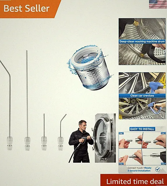 Pressure Washer Needle Nozzle– Stainless Steel Flush Wand | 2-4GPM Pressure W...