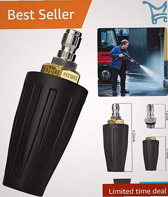 Pressure Washer Nozzle 4500 PSI Steel Ceramic Quick Connect Turbo Rotating
