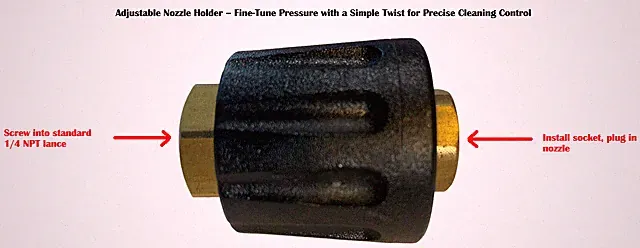 Pressure Washer Nozzle Holder, Turn Collar To Adjust Pressure Quickly!
