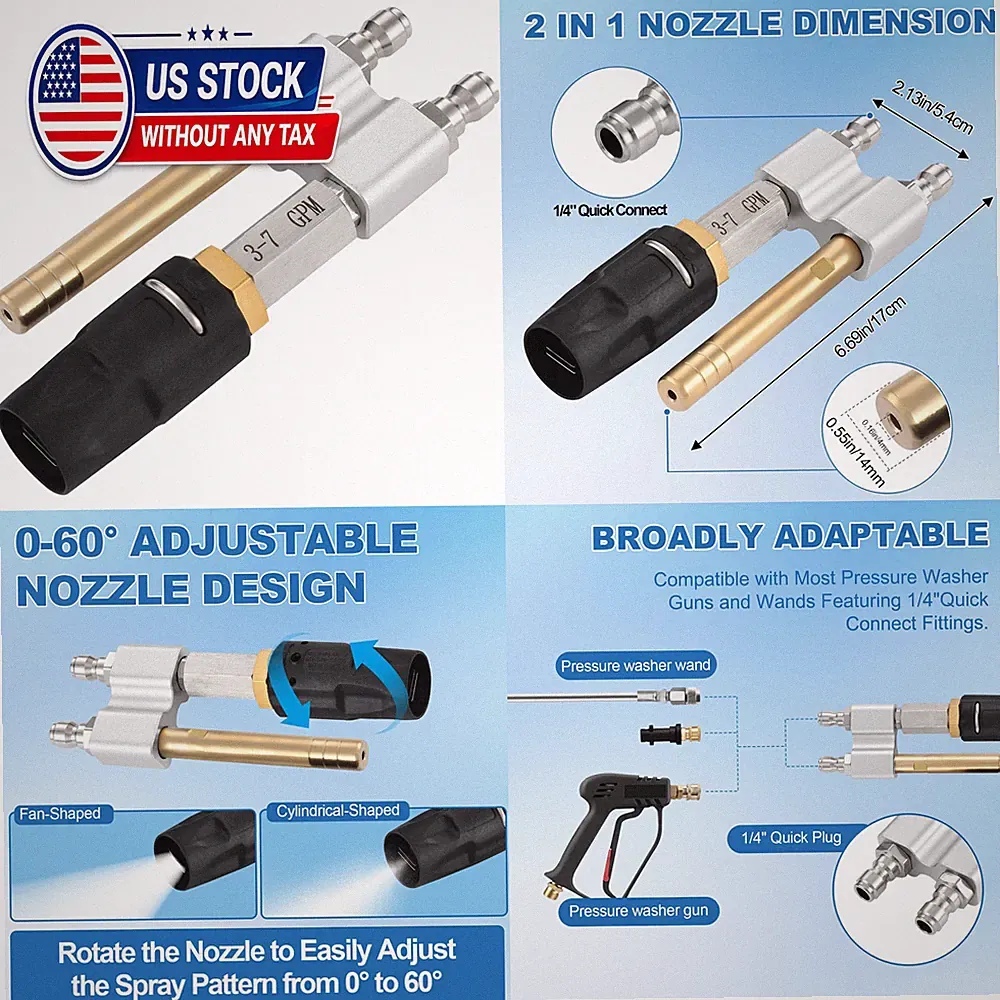 Pressure Washer Nozzle M5 Twist Shooter Tip Adjustable Spray Pattern 0-60
