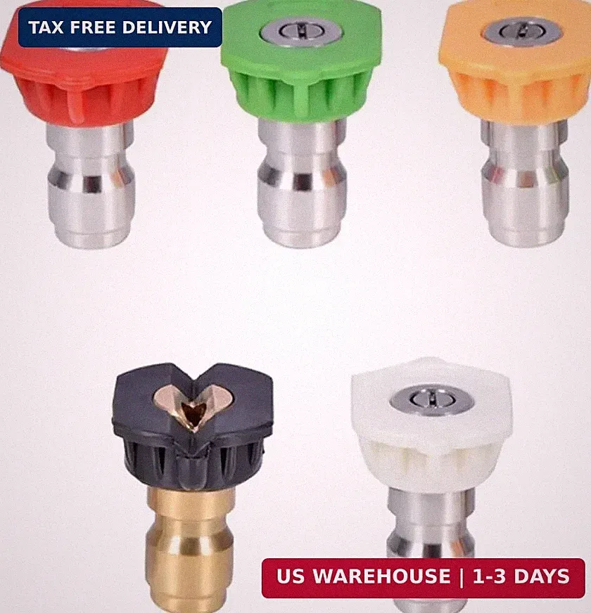 Pressure Washer Nozzle Tips Multiple Degrees, 1/4 INCH (2.5 GPM)