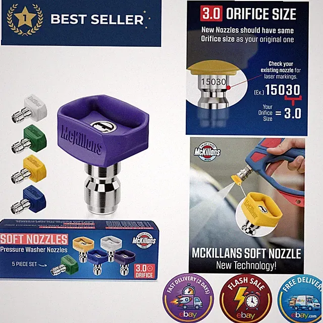 Pressure Washer Nozzle Tips Set 1/4in Quick Connect 5-Piece 15°-60°