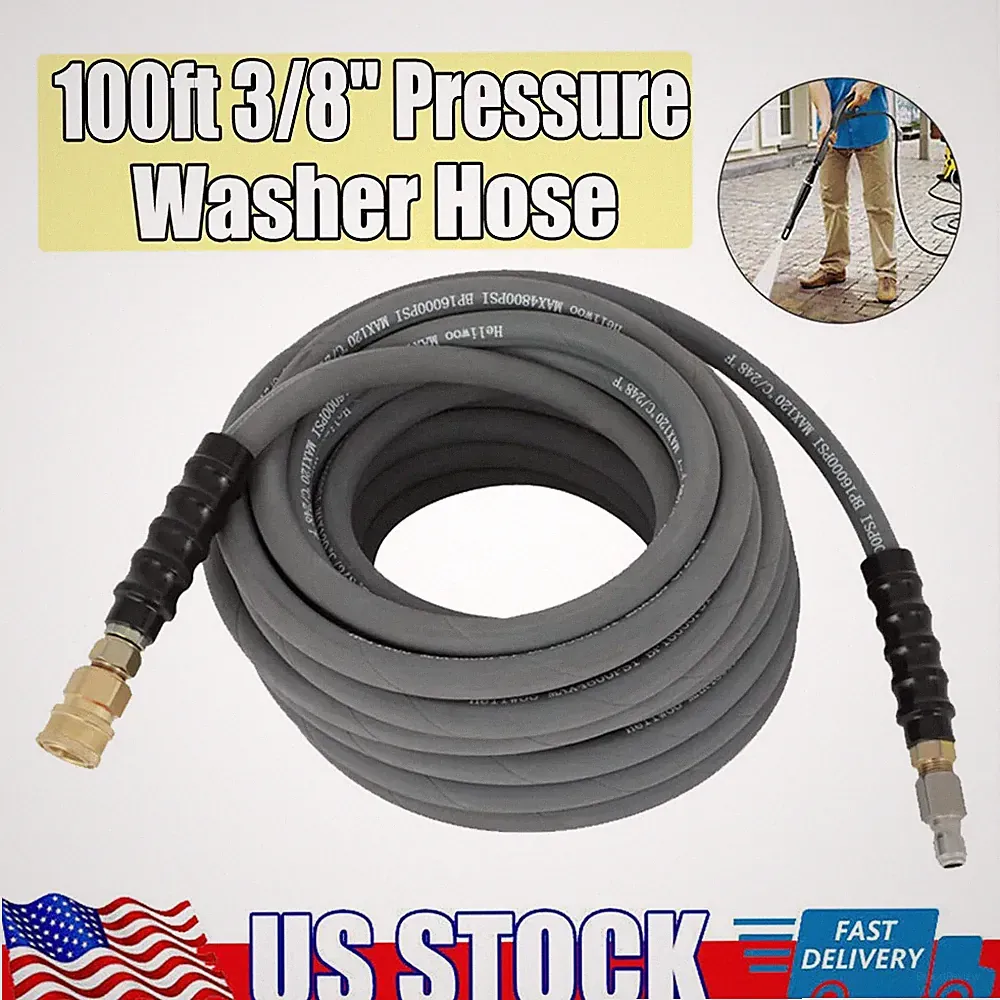 Pressure Washer Parts 100 ft foot 3/8" Gray 4000psi Pressure Hose.