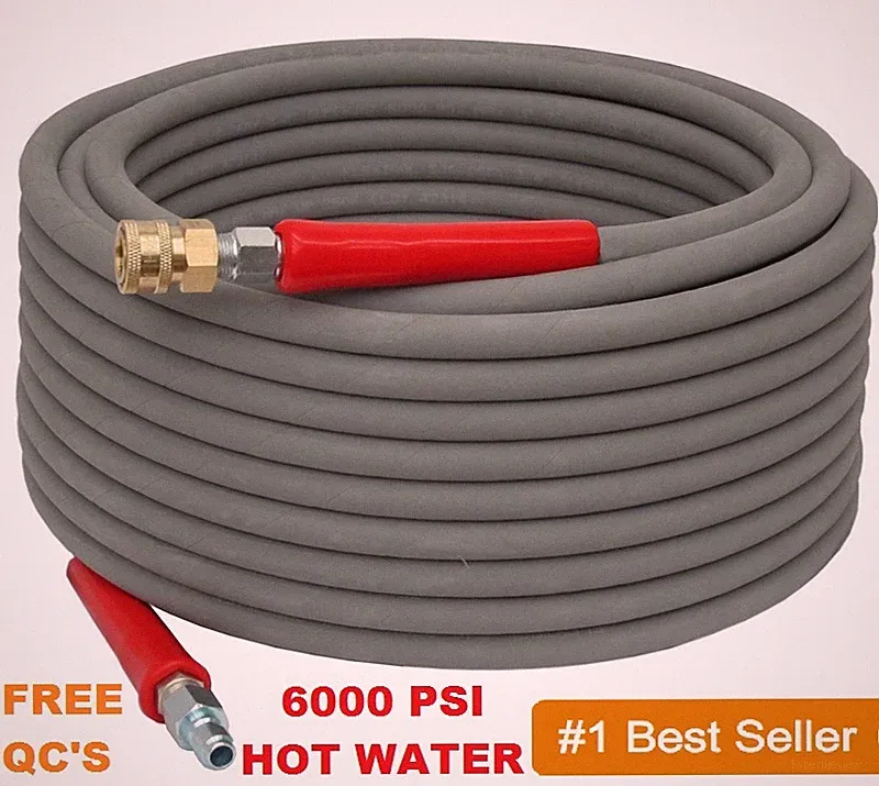 Pressure Washer Parts Hose - 6000 PSI 100 FT 2 Wire Braid - Gray Non-Marking