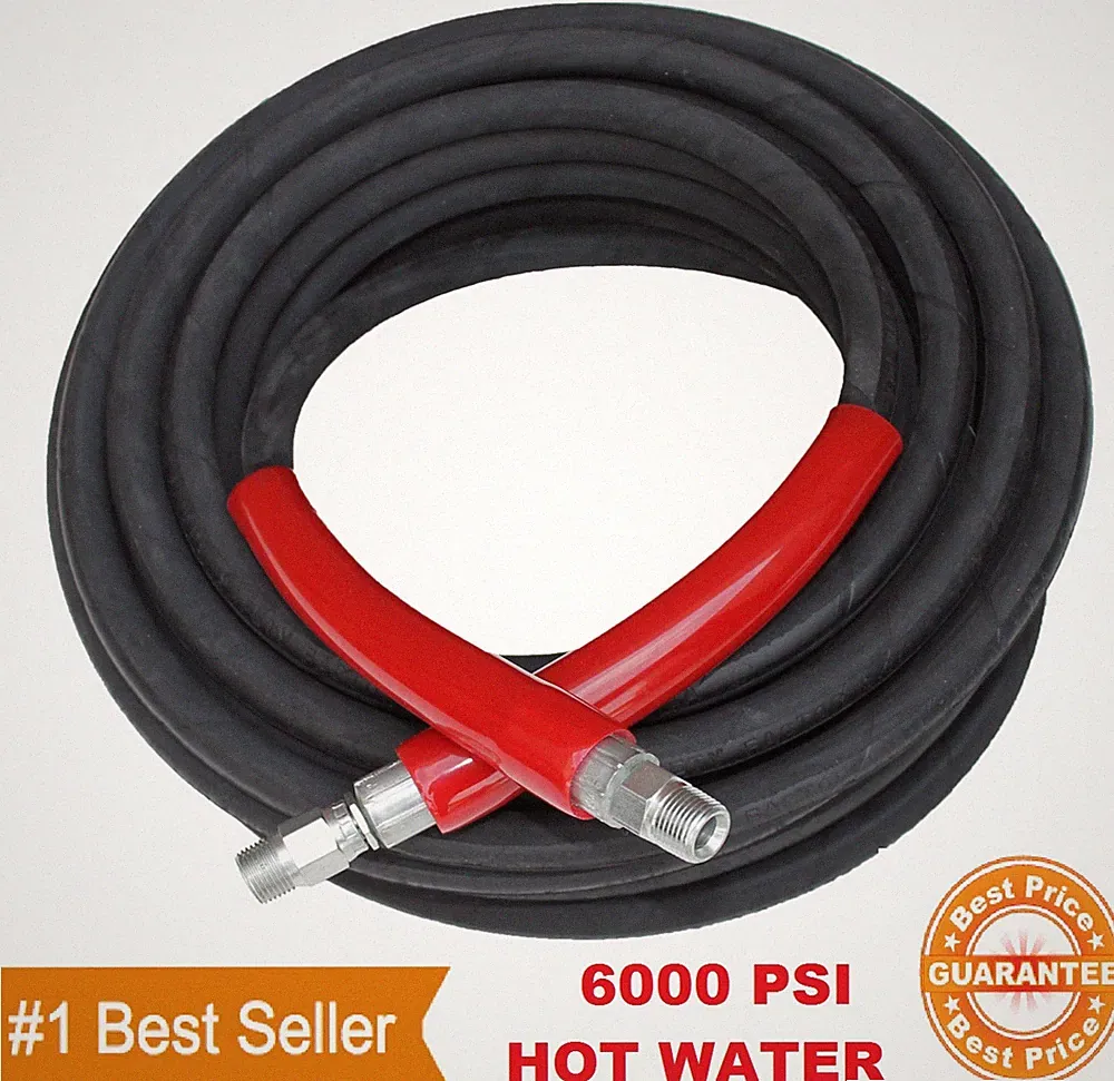Pressure Washer Parts Hose - 6000 PSI 100 FT 2 Wire Braid - Hot Water 100' Foot