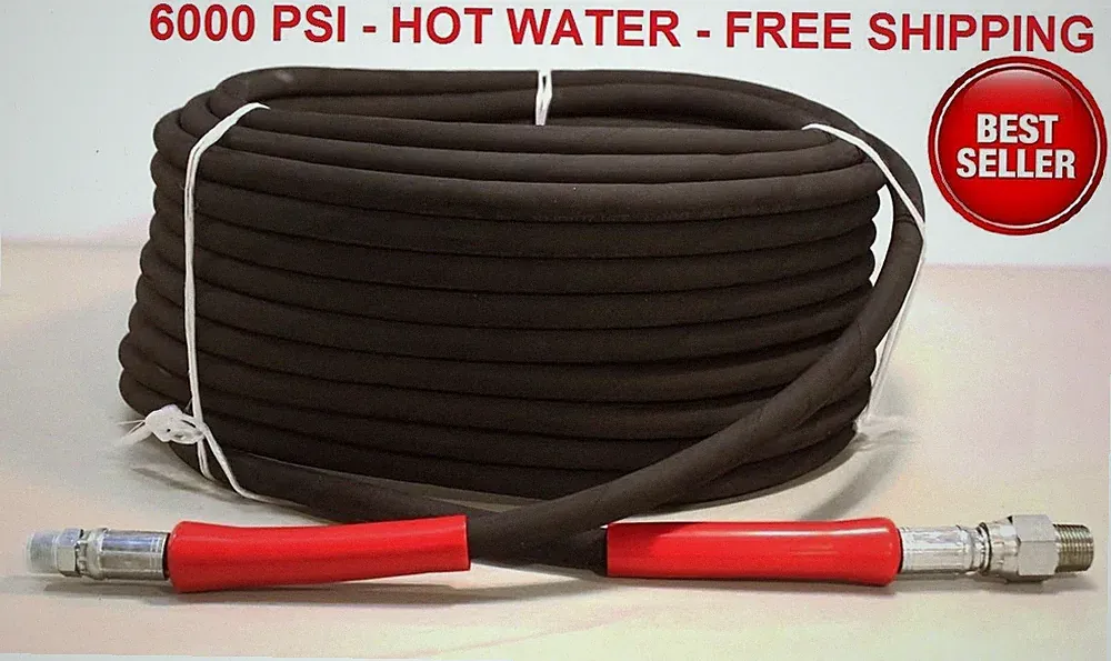 Pressure Washer Parts Hose - 6000 PSI 100 FT 2 Wire Braid - Hot Water 100' Wire