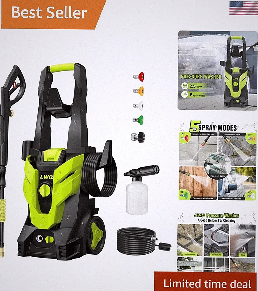 Pressure Washer, Portable Power Washer, 4 Quick Connect Nozzles, High Pressur...