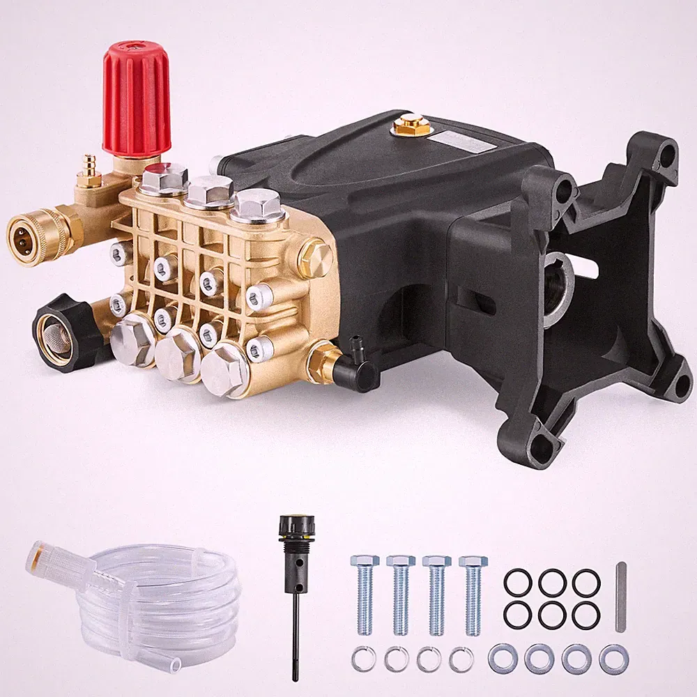 Pressure Washer Pump 1 in Shaft Horizontal Triplex Plunger 4000 PSI 4.0GPM
